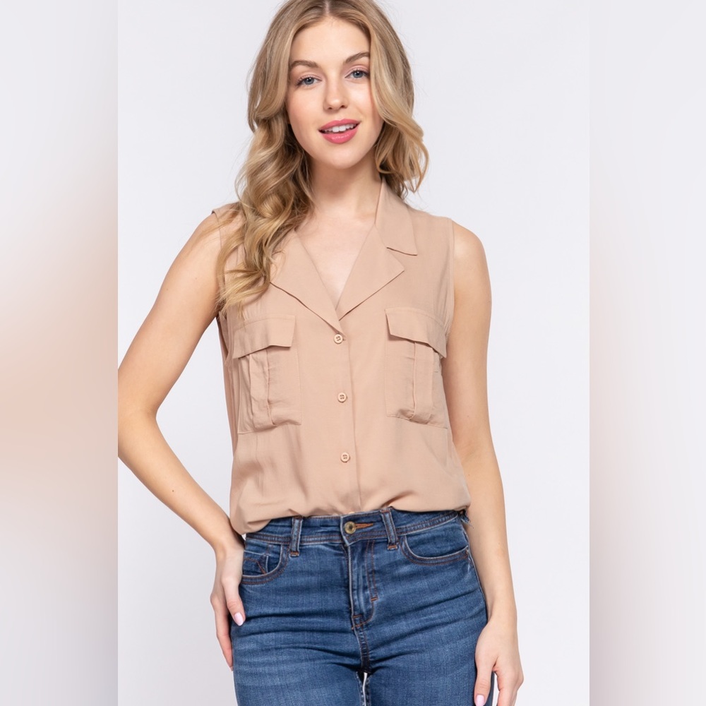 NEW! LAPEL COLLAR WOVEN SHIRT